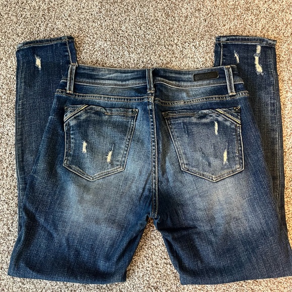 Buckle Dark Blue Distressed Skinny Jeans - Picture 4 of 5